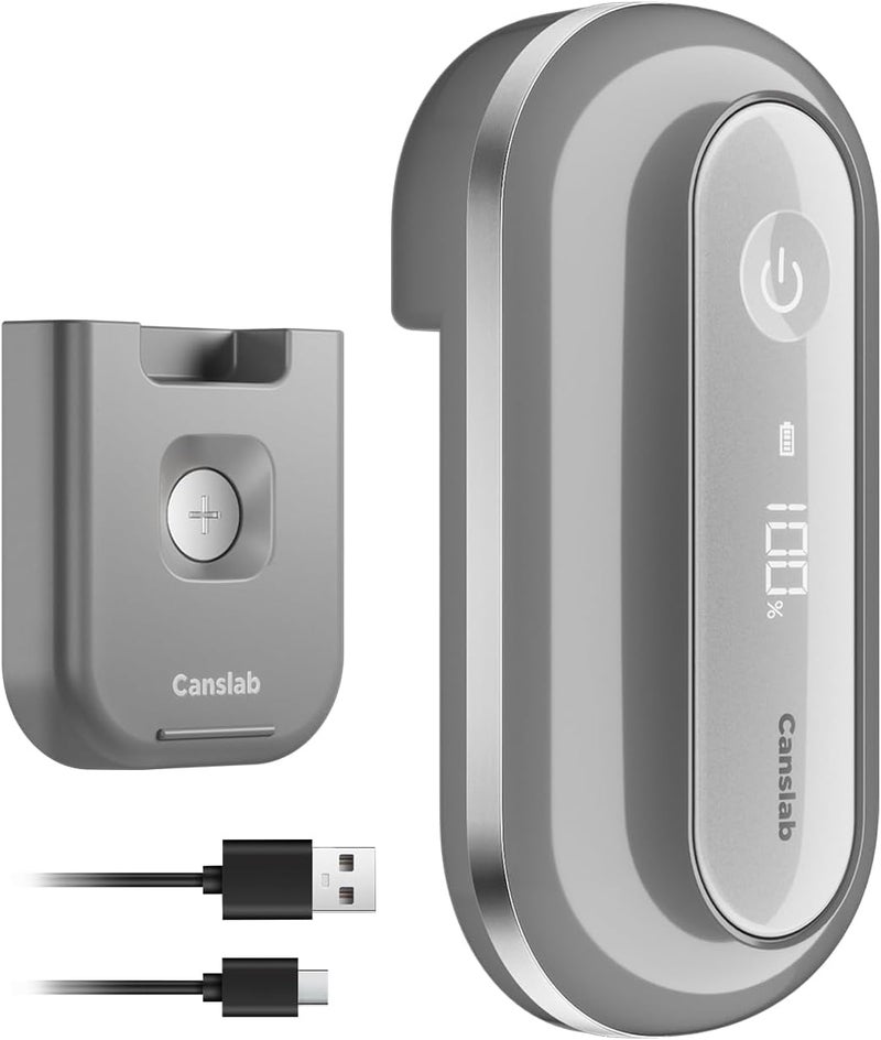 Canslab RETRO Electric Can Opener, Auto-Stop One-Touch Operation, USB Rechargeable with LED Battery Track, Side Cut Smooth Edge Can Opener for Seniors with Arthritis, Wall-Mountable Small Size, Grey - Image 1